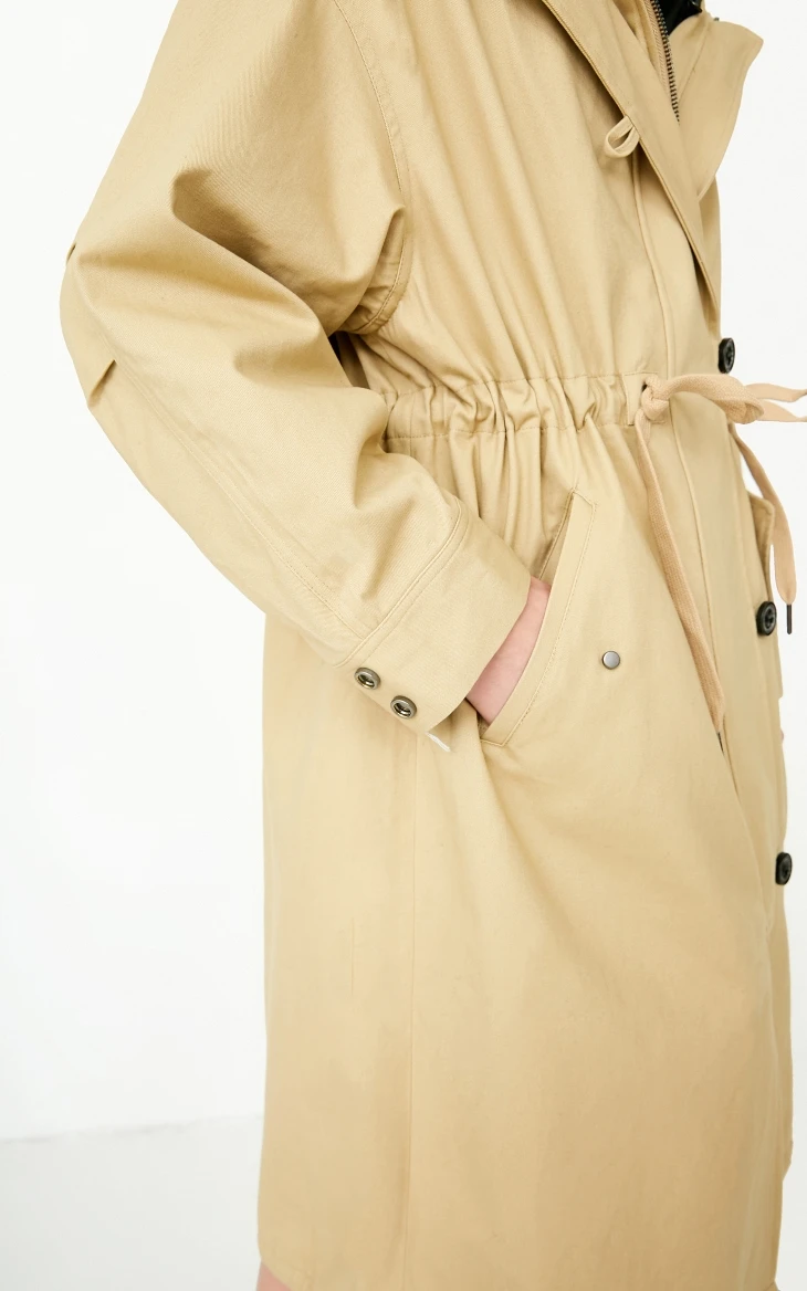Женская длинная хлопковая куртка с капюшоном | 118322501