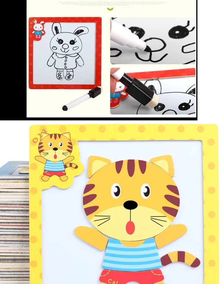 Новый стиль головоломки Раннее детство животных мультфильм Забавный Магнитный детский сад образовательная сила Tangram игрушка дошкольника
