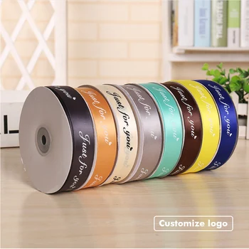 

10M/Roll OEM/ ODM Custom Logo 100% Polyester Printed Silk Satin Ribbon For Holiday Festival Gift Decoration