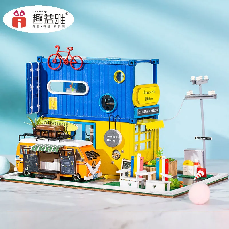 K-039 Творческий контейнер 3D DIY Деревянный Кукольный дом Питание Грузовик кукольный домик Miniaturas мебель сборные наборы игрушки для детей