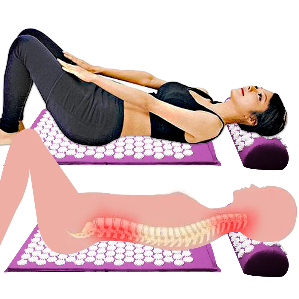 62*39cm Acupressure Mat lotus spike yoga mat Relieve back pain Relief Stress Body Massage mat with pillow neck massager