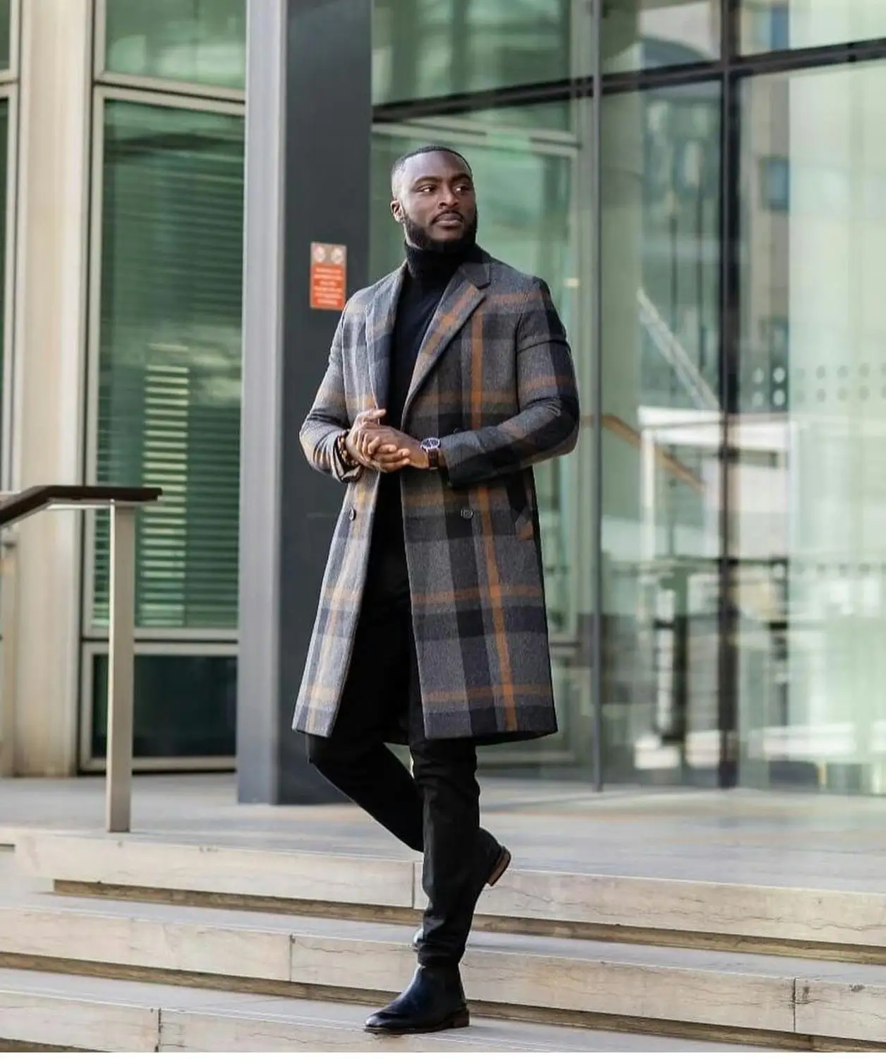 Plaid long jacket mens Clearance