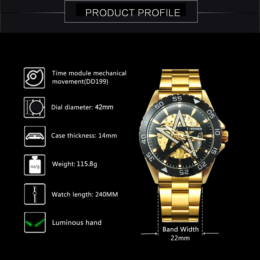Победитель официальный роскошные механические часы автоматический стальной браслет скелет часы для мужчин алмаз Iced Out наручные часы