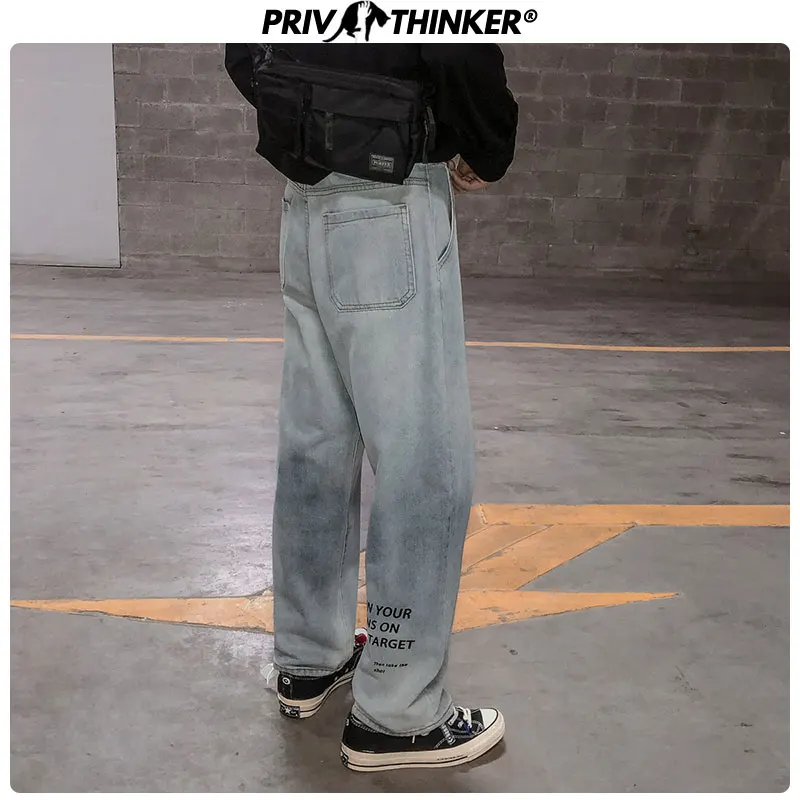 Privathinker, мужские, большие, уличный стиль, повседневные, полная длина, джинсовые штаны,, Осенние, широкие штаны, мужские, корейские, винтажные джинсы