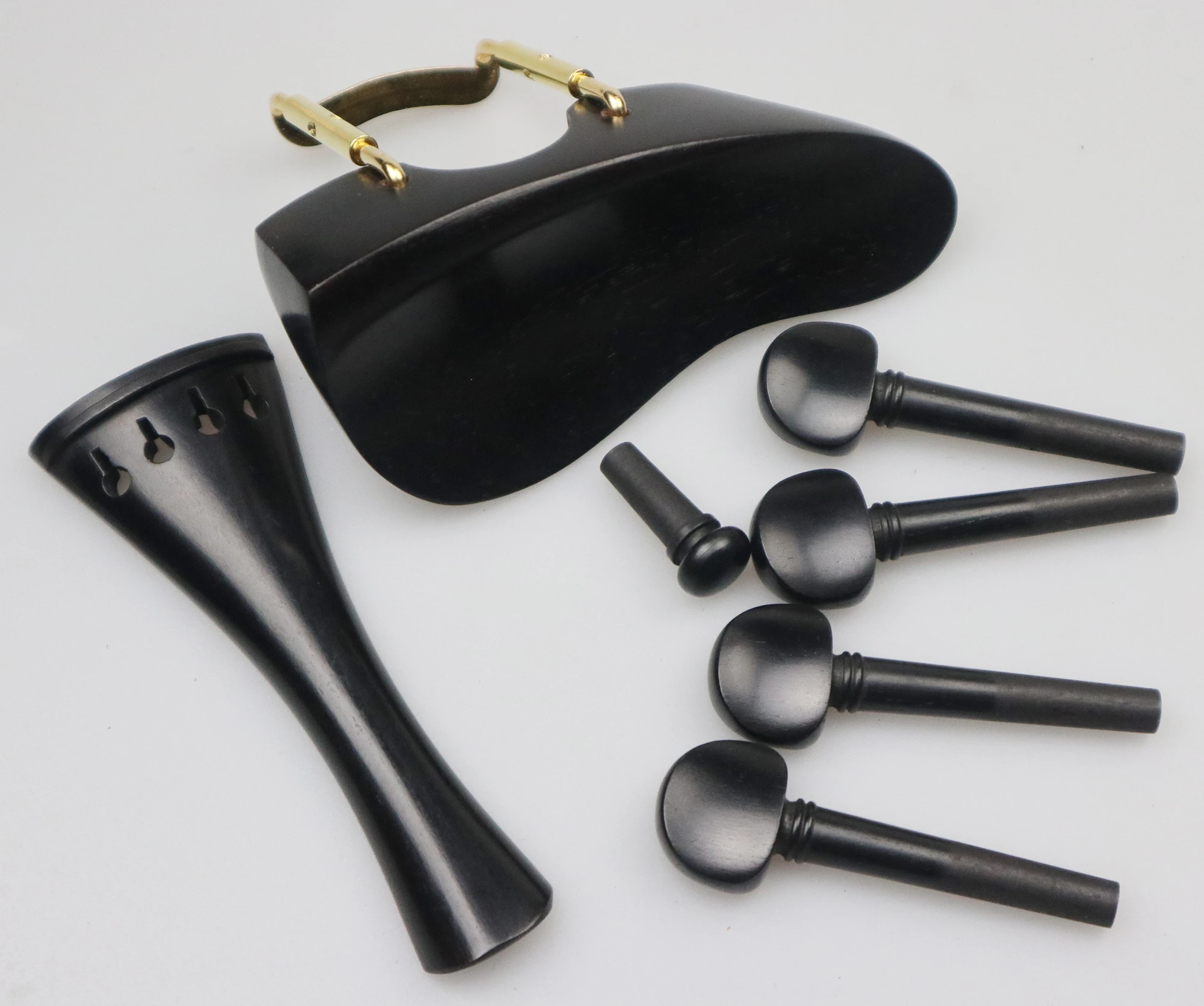 Baroque style Ebony Violin Pegs Chin rest Tailpiece Endpin,4/4 Size Violin Parts Accessories