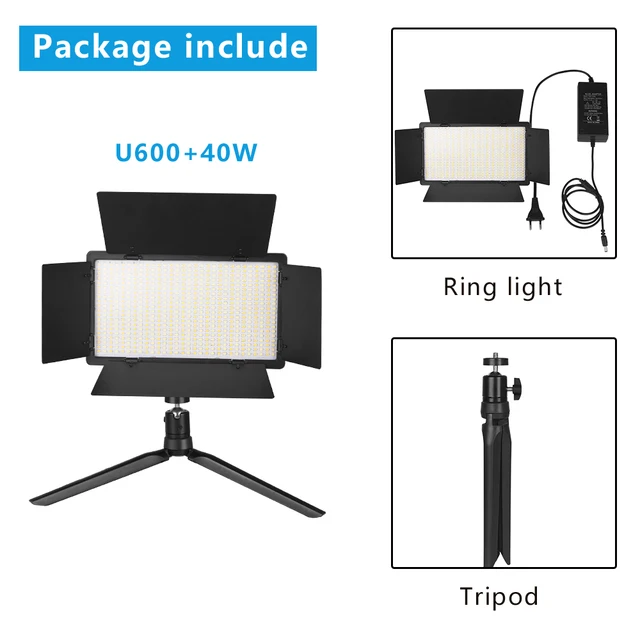 U800 LED Photo Studio Light for Tiktok Youbute Game Live Video Lighting 40W/50W Portable Video Recording Photography Panel Lamp NA-U600-LT