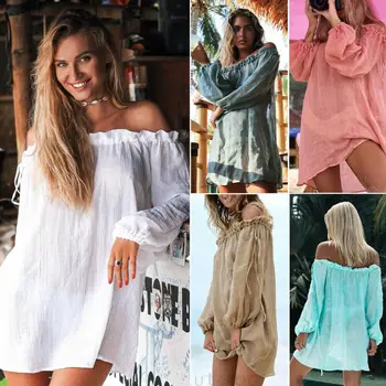 

Hot Fashion Womens Beach Wear Bikini Cover-Ups 2020 New Summer Beachwear Sexy Ladies Swimwear Kaftan Holiday Casual Women Dress