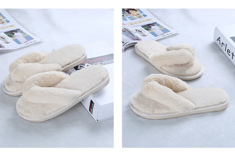 Женские тапочки; zapatos mujer; женские шлепанцы без застежки; пушистый искусственный мех; Новые Модные женские повседневные шлепанцы въетнамки; сезон зима