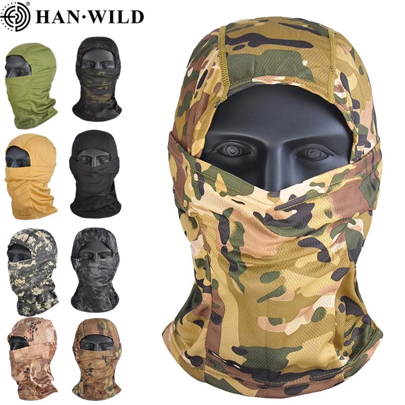 Camouflage Goldyqin Cagoule de camouflage 3D Masque visage complet Wargame Cyclisme Chasse Army Bike Military Helmet Liner Tactical Airsoft Cap 