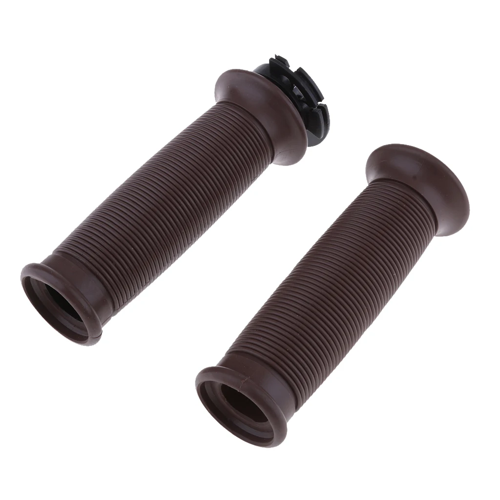7/8'' 22mm Motorbike Handlebar Throttle Hand Grips Vintage Cafe Racer Brown for Yamaha Suzuki Kawasaki and BMW