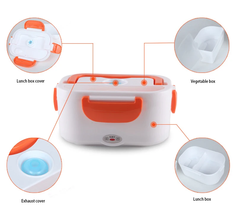 Cena 220V EU Plug for Electric Food Heat plastikowy podgrzewany pojemnik na jedzenie gorące posiłki Lunch przenośny do szkolnego biura pudełko na drugie śniadanie z możliwością podgrzewania