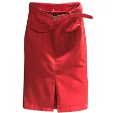 Летняя джинсовая женская юбка с высокой талией, Новая повседневная прямая джинсовая юбка до колен с разрезом