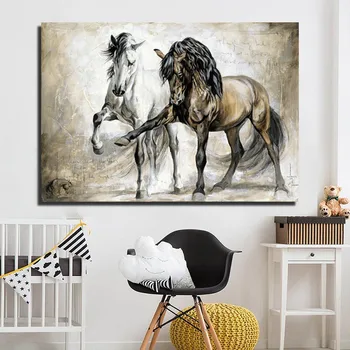 

Vintage Horse Painting Canvas Prints For Restaurant ,Bedroom Decor Modern Animal Decorative Paintings