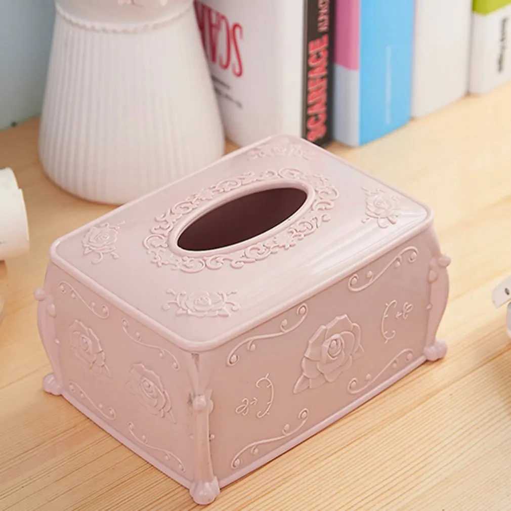 pink Европейский стиль, резная Роза, бумажная коробка для хранения полотенец, домашний кухонный стол, настольный бумажная салфетка, коробка для хранения бумаги - Цвет: pink