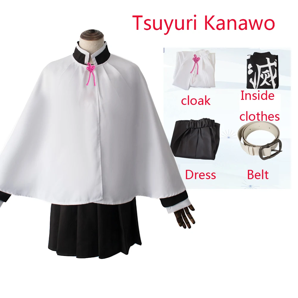 Tsuyuri Kanawo suit Аниме Demon Slayer: Kimetsu No Yaiba Kanroji Mitsuri, костюм для косплея, кимоно, женская одежда, клинок демона, вечерние платья на Хэллоуин - Цвет: Tsuyuri Kanawo suit