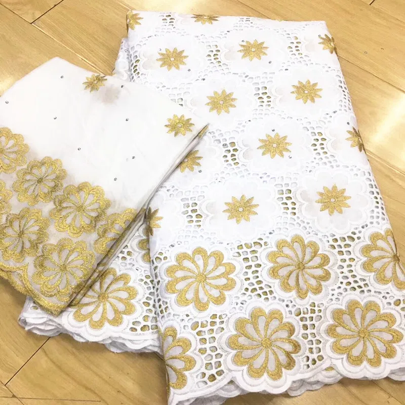 

High Quality Swiss Voile Laces Switzerland Cotton African Dry Cotton Lace Dubai Fabric White Hollow Out Nigerian Voile Lace 7Y