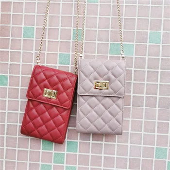 

Mobile Phone Purse Women's Shoulder Bag 2019 New Style Autumn Mini Diamond-Quilted Buckle Mobile Phone Bag Shoulder Bag