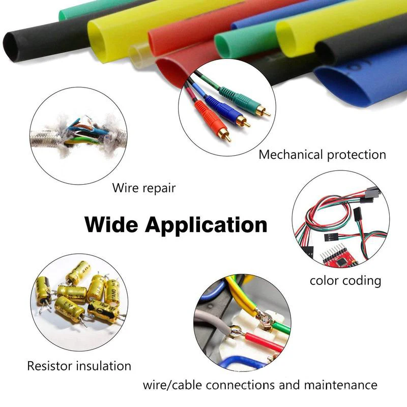 127/164/328 PCS Heat Shrink Tube Assorted Insulation Shrinkable Tube 2:1 Wire Cable Sleeve Kit Low Voltage Thermal Casing