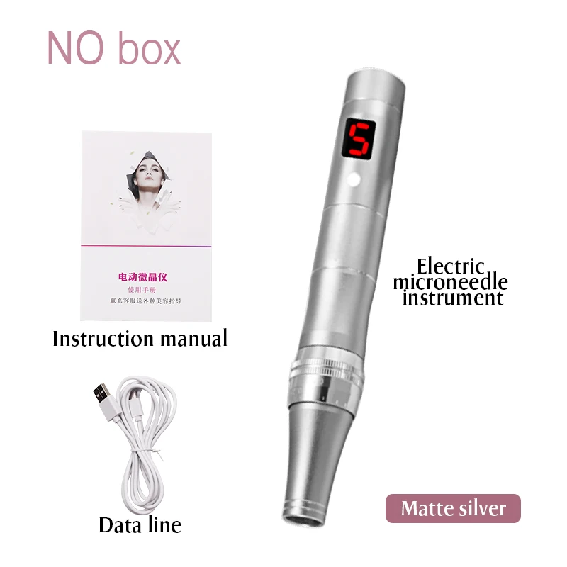 Silver no box Электрический Dr.Pen нано-Электрический кристаллит Перманентный микроблейдинг тату макияж машина брови подводка для глаз губ микро-ручка - Цвет: Silver no box