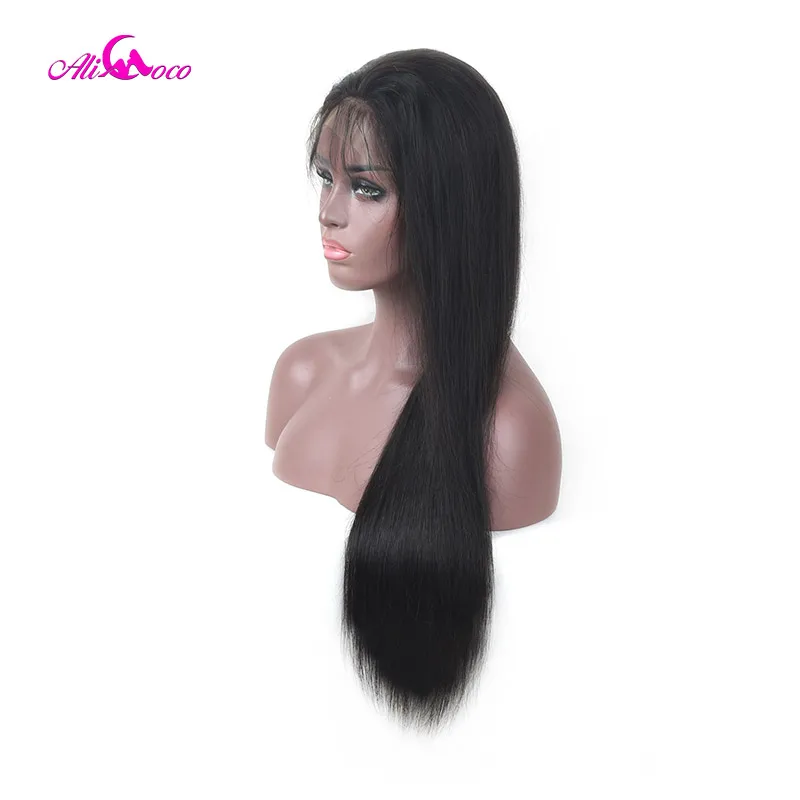 Али Коко 150% плотность бразильские прямые полные кружева человеческих волос парики 8-30 дюймов Remy человеческих волос с волосами младенца для черных женщин