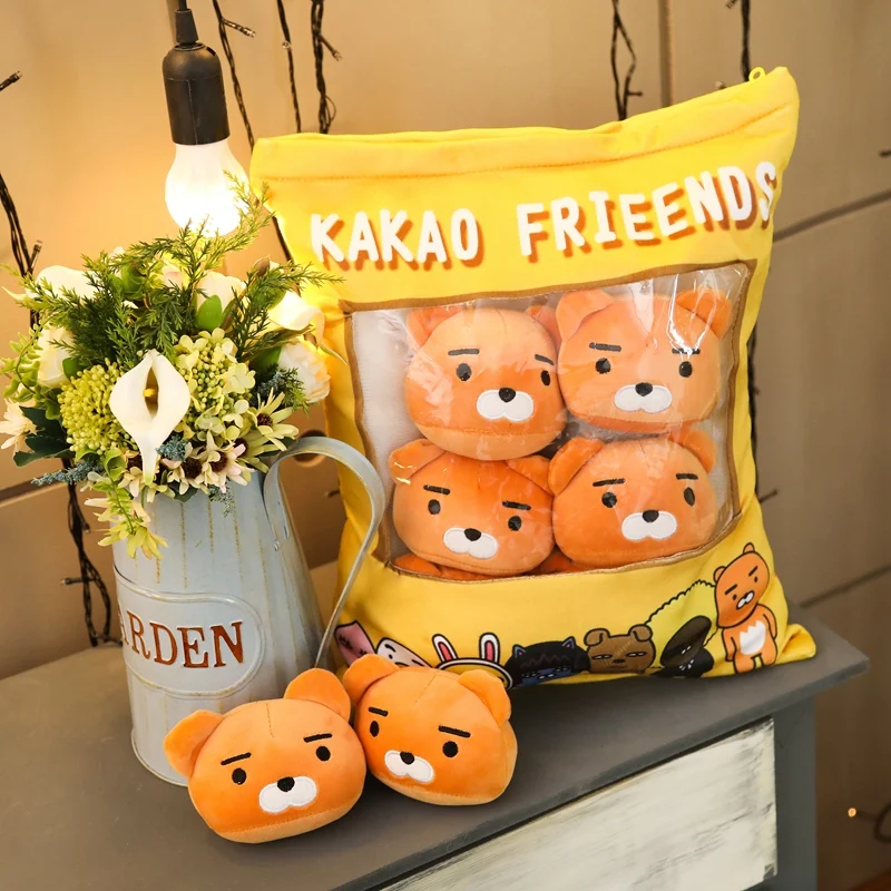 Плюшевая подушка Райана с мешочком для закусок, милая кукла-Лев, kawaii, изображение аниме, мягкая подушка, подарок для девушки, рождественский подарок