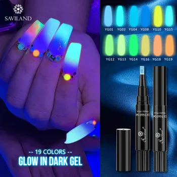 

Saviland Luminous Nail Gel Polish Pen Glow In The Dark Hybrid Nail Varnish UV LED Lamp Semi Permanent Nail Art Gel Lacquer