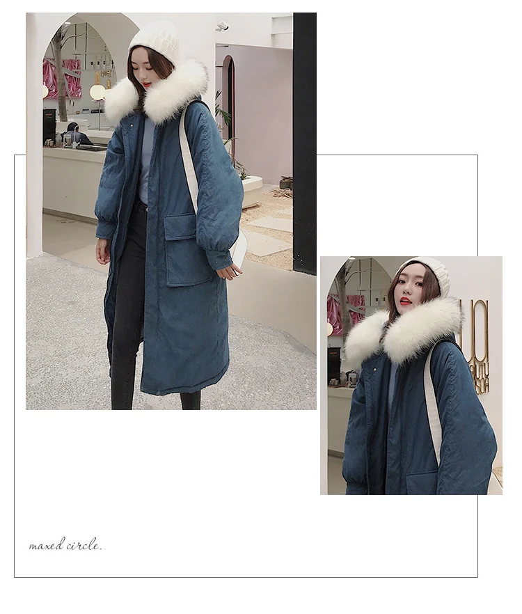 Kemai Photo Shoot, стиль, пуховик, хлопковая стеганая одежда, женский корейский стиль, длинный большой меховой воротник, хлопковый стеганый сгусток