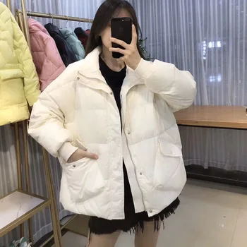 

2020 New Elegant Down Jacket Women's Casual Thick Parka Coat Autumn Winter Fashion Warm Overcoat Femal Minimalist Loose Outwear
