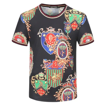

Seestern brand men's Tshirt spring summer new printing badge Star crown lion horse Fire Phoenix fashion men's T-shirt tops tee