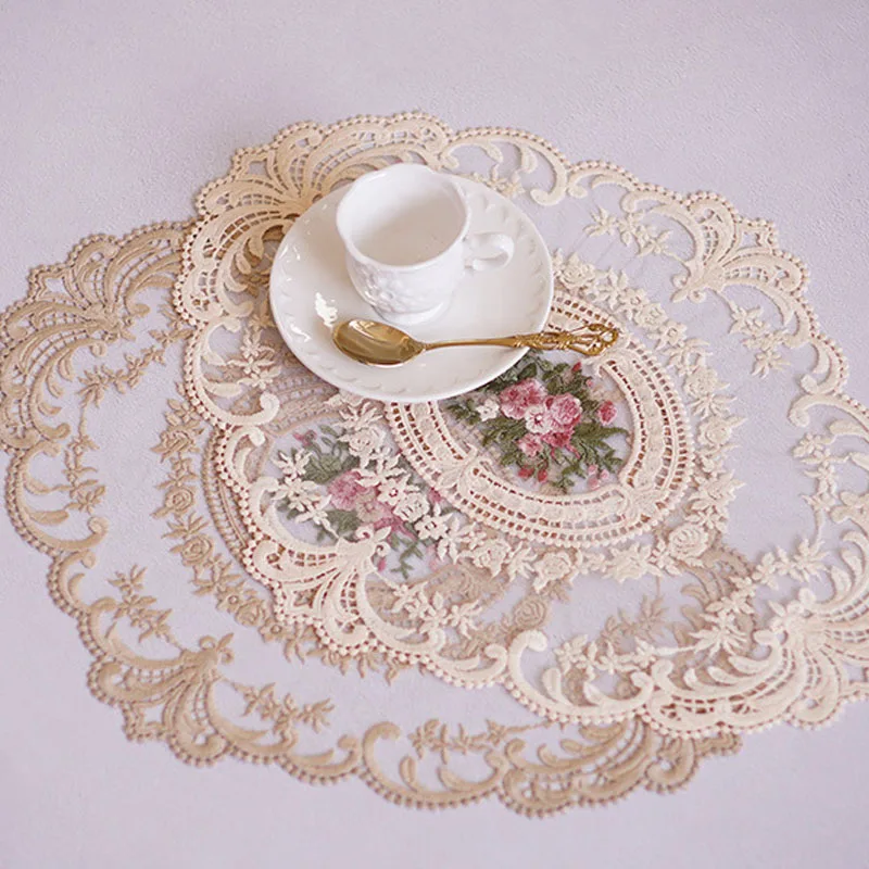 Mat Coaster Placemat Embroidery Fabric Insulation-Plate Dining-Table Anti-Scald Lace/linen