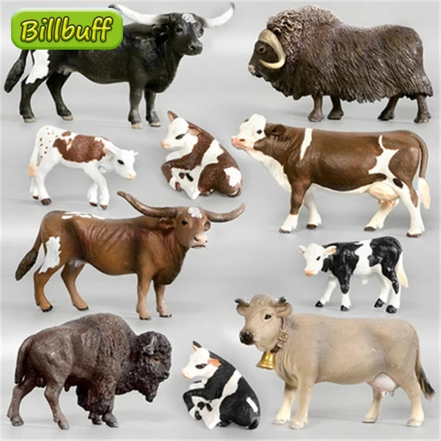 Figuras de acción de granja de simulación para niños, Toro, ganado, aves de  corral, leche, bufandas, juguetes educativos tempranos, regalos de  cumpleaños - AliExpress