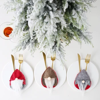 

Christmas Nordic Santa Claus Egg-Shaped Knife and Fork Set Faceless Doll Knife and Fork Set Home Decoration Accessories
