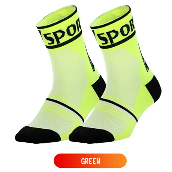 Green Black DH спортивный горный велосипед велосипедные носки дышащие износостойкие велосипедные носки Мужчины Бег Женщины Спорт гоночный дорожный велосипед носки - Цвет: Green Black