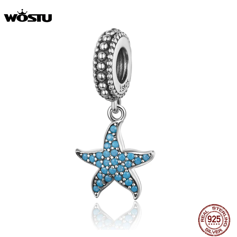 Женская плавающая подвеска WOSTU из стерлингового серебра 925 пробы с синими