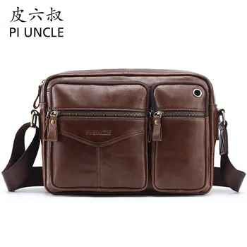 

PI UNCLE Brand Cowhide Leather 10' Ipad Pack Casual Men's Messenger Bag Men Shoulder Crossbody Bags