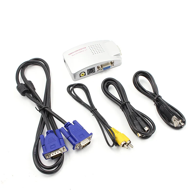 Универсальный ПК конвертер коробка VGA к ТВ AV RCA адаптер сигнала видео