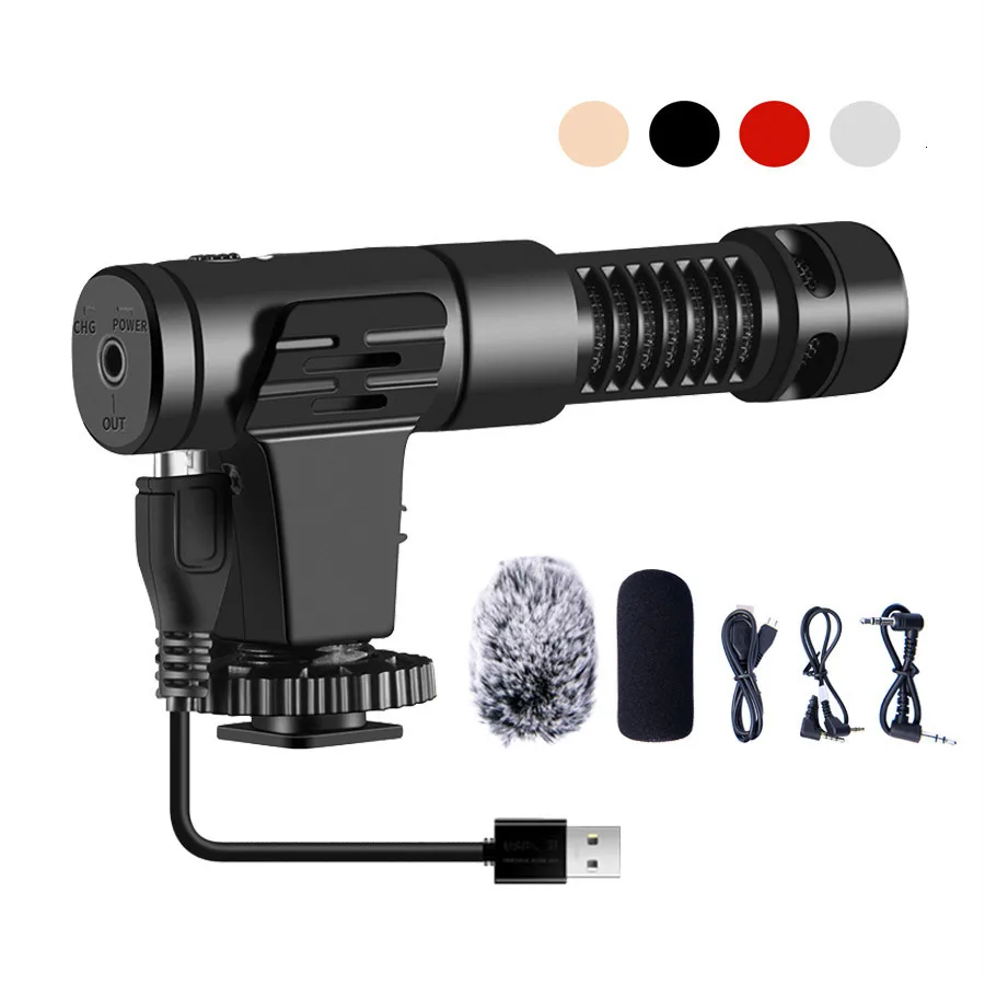 

OGV Camera Microphone Studio Recording Microfone 3.5mm Plug+Micro USB Charging Mic For Camera Phone DSLR DV Youtube Vlog