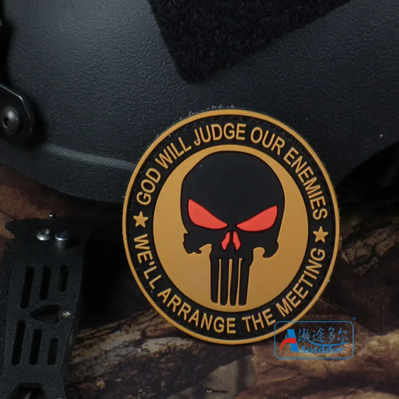 3D Embroidery Punisher Morale Skull 3D Rubber Pvc Board Air Gun Sport Military Tactical Clothes Backpack Badge Patch