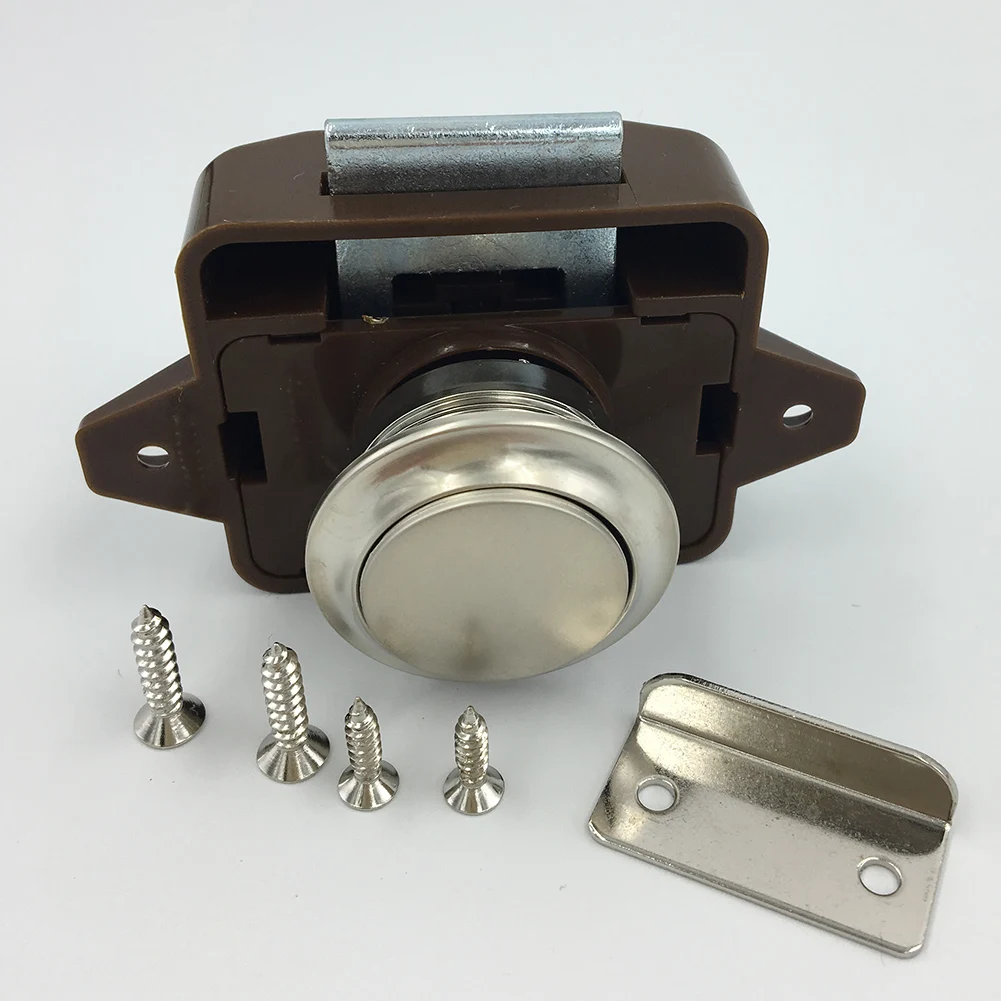 Push Button Catch Lock Cupboard Door Motorhome Cabinet Caravan Latch Knob