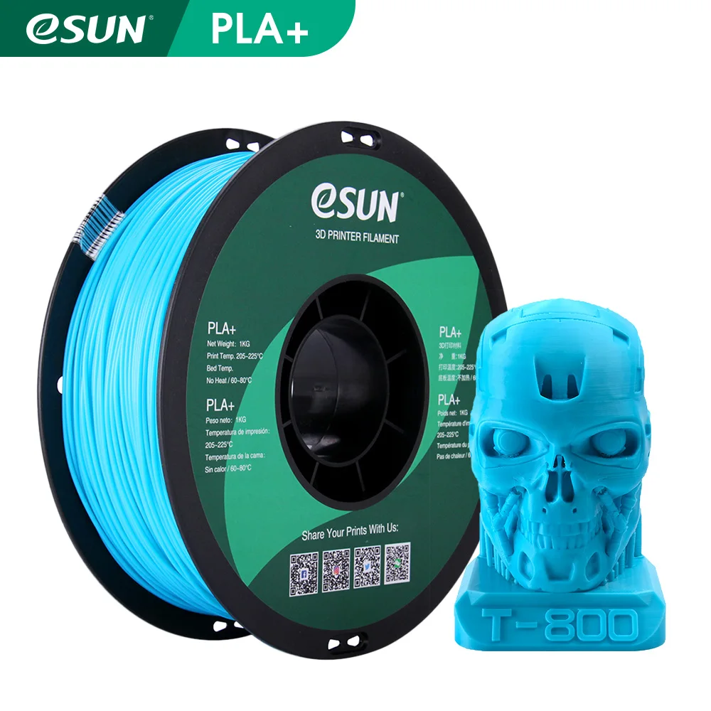 ESUN-filamento de impresora 3D PLA + precisión Dimensional de 1,75mm +/-0,03mm 1KG (2,2 libras), carrete, Material de impresión 3D para impresoras 3D