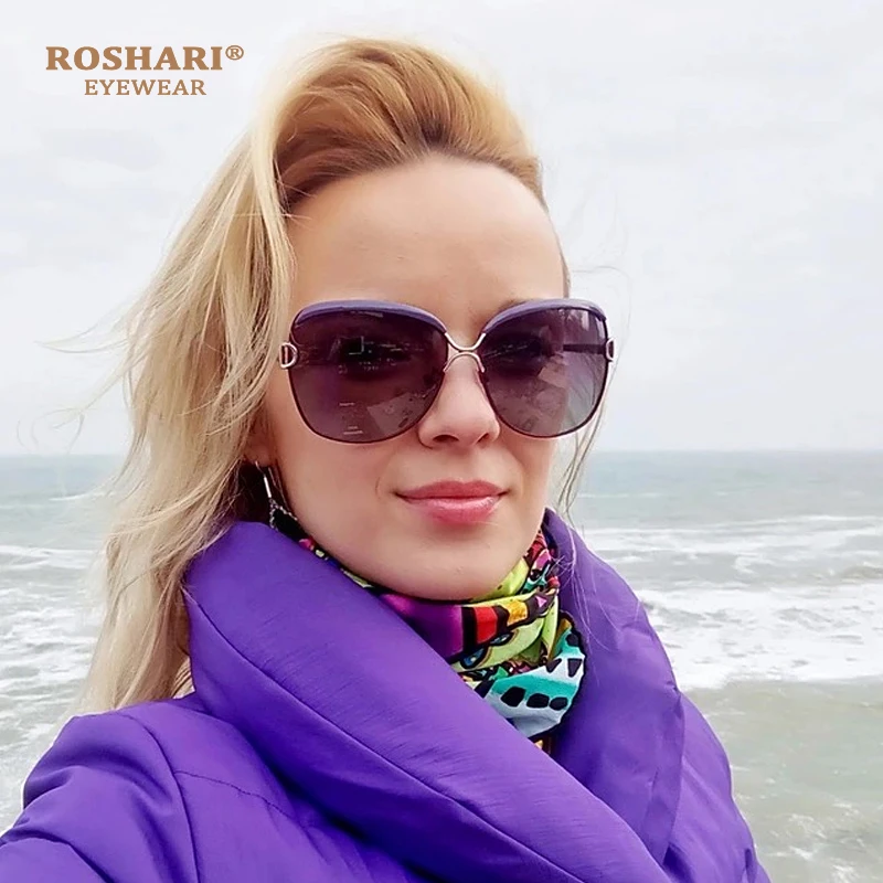 ROSHARI A41, женские солнцезащитные очки, поляризационные, Ретро стиль, Роскошные, для девушек, фирменный дизайн, модные, солнцезащитные очки, oculos de sol