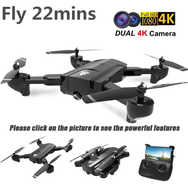 

New Wifi RC Drone with 4K 16MP HD Dual Camera GPS Follow Me Quadrocopter FPV Professional Drone Long Battery Life Toy For Kids