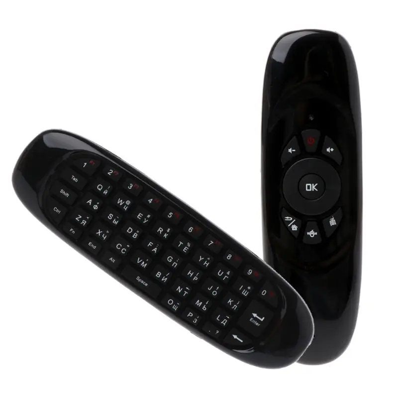 Русская английская C120 Fly Air mouse 2,4G мини беспроводная клавиатура перезаряжаемый пульт дистанционного управления для ПК Android tv Box