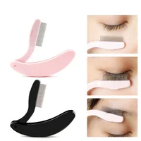 Folding Eyelash Separator Comb With Stainless Steel Teeth For Lashes Brows Portable Curved Eyebrow Comb Girls Makeup Tool 1