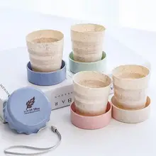 1 шт случайный цвет Портативная Пшеничная солома Выдвижная складная чашка для воды кофейная чашка для путешествий на открытом воздухе