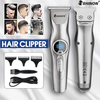 

Professional Digital Hair Trimmer Rechargeable Electric Hair Clipper Men's Cordless Haircut Adjustable Ceramic Blade