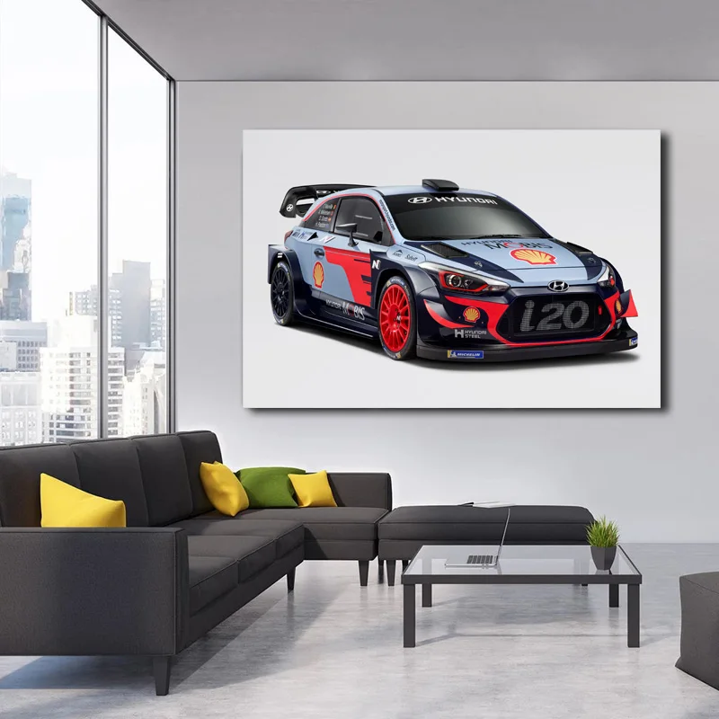 Спортивный автомобиль Hyundais тюнинг i20 купе WRC серый фон настенная живопись Холст Плакаты и принты современные украшения для дома