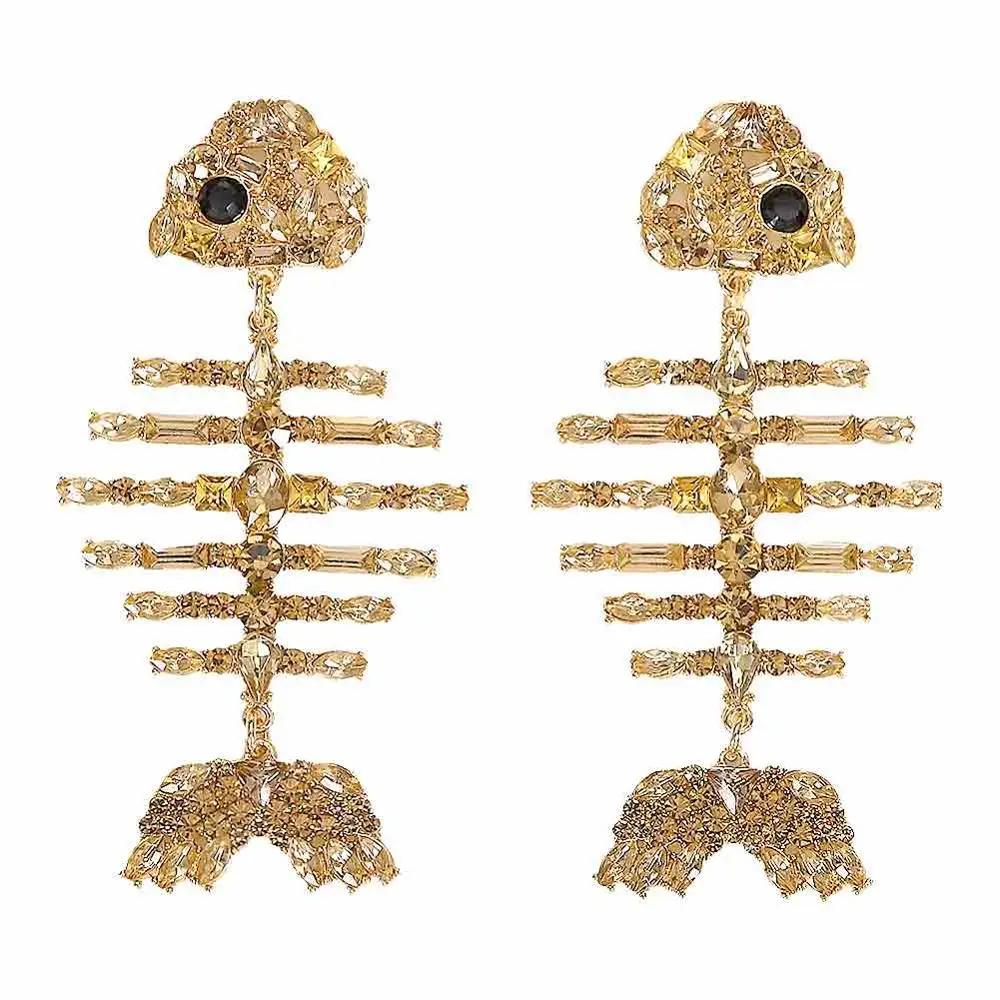 Dvacaman, новинка, уникальные висячие серьги Jack Sunny Doll Bones с кристаллами, длинные висячие серьги для женщин, модные ювелирные изделия на Хэллоуин, вечерние - Окраска металла: 24
