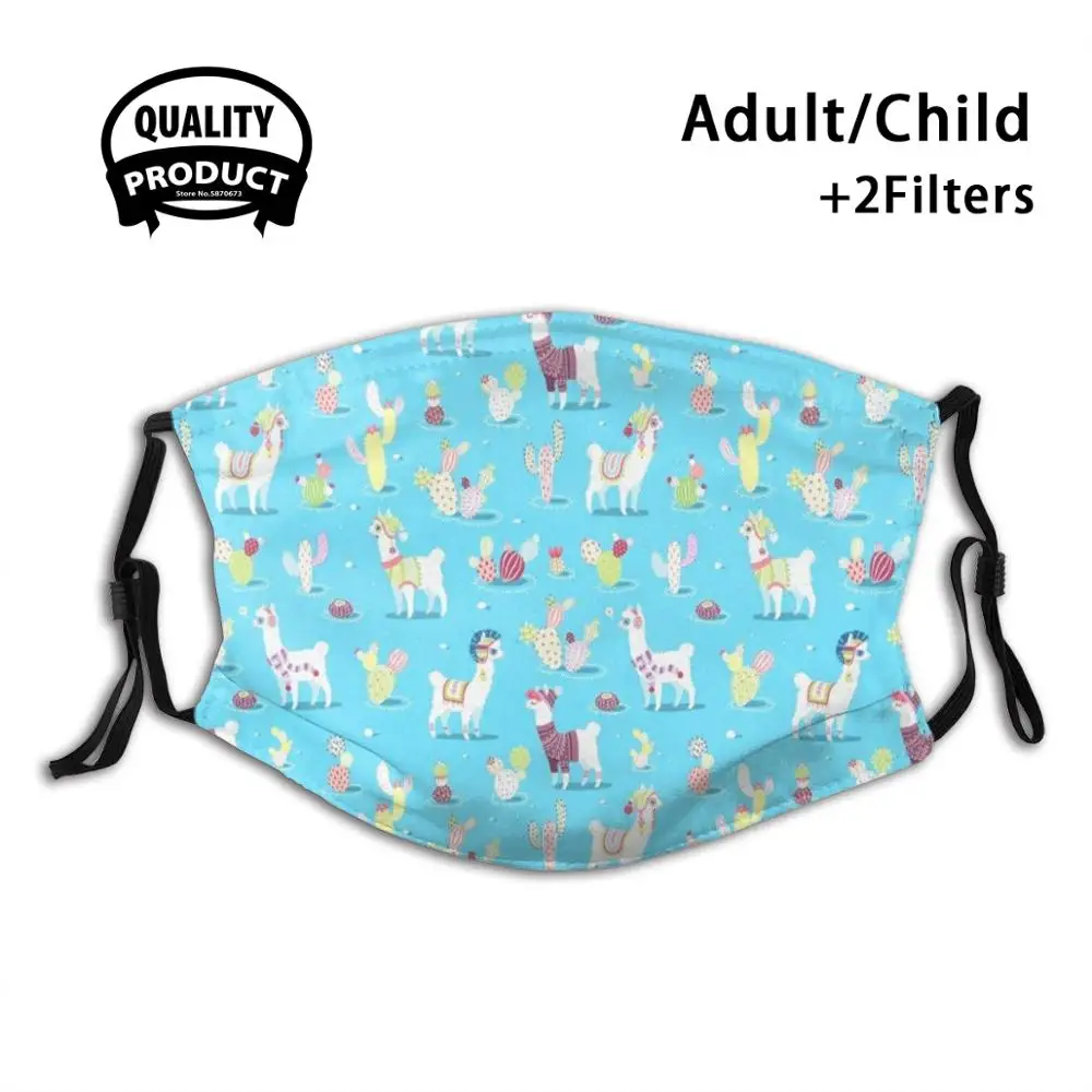 

Alpaca Pattern Anti Dust Face Mask Washable Filter ReusableAlpaca Llama Cactus Wool Hat Sweater Cute Kawaii Doodle