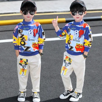 

Childrens clothing spring autumn teenager boys clothes set Cartoon long-sleeved+T-shirt+pants 2pcs boys clothing sport suit